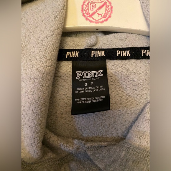 VS PINK VINTAGE BOYFRIEND HOODIE SWEATSHIRT BLACK GRAY COLORBLOCK AZTEC BLING SM - Picture 3 of 9